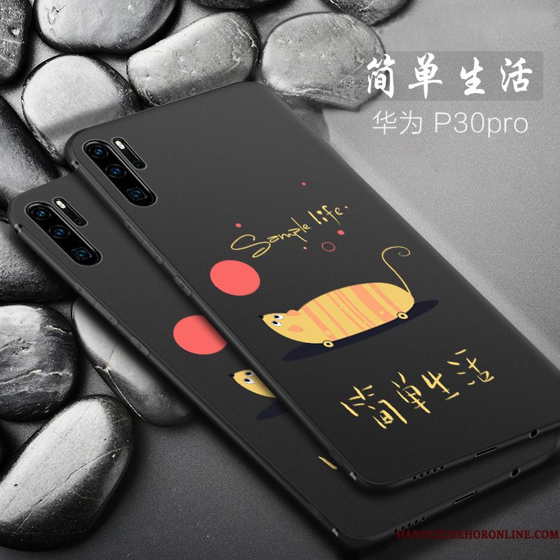 Hoesje Huawei P30 Pro Siliconen Schrobben Trend, Hoes Huawei P30 Pro Bescherming Anti-fall Zwart