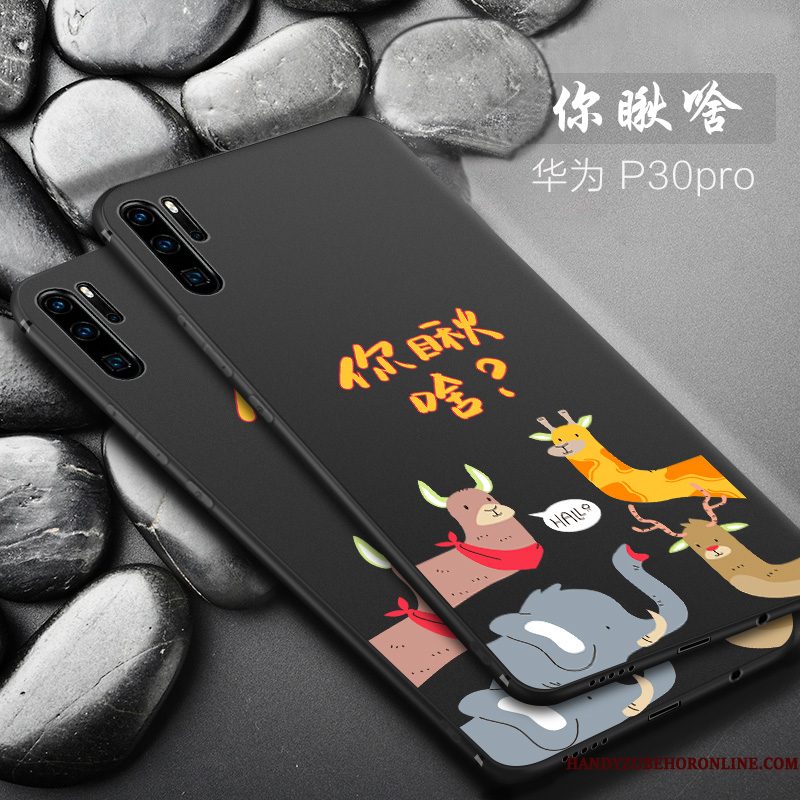 Hoesje Huawei P30 Pro Siliconen Schrobben Trend, Hoes Huawei P30 Pro Bescherming Anti-fall Zwart