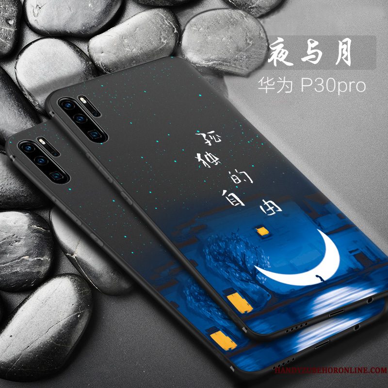 Hoesje Huawei P30 Pro Siliconen Schrobben Trend, Hoes Huawei P30 Pro Bescherming Anti-fall Zwart