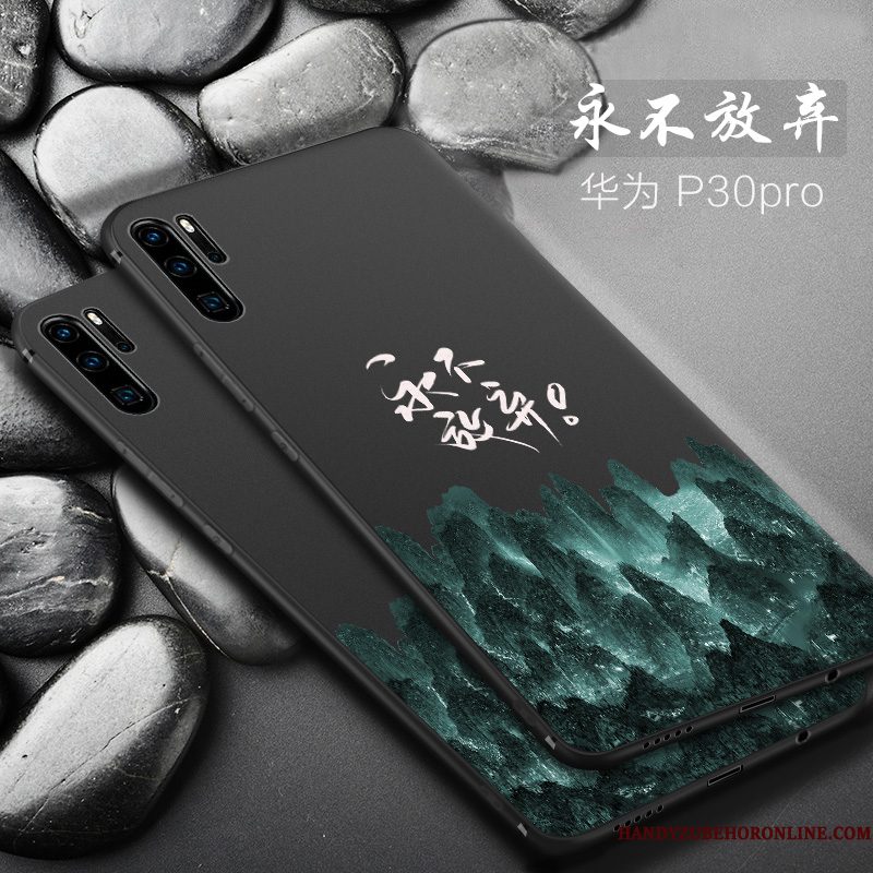 Hoesje Huawei P30 Pro Siliconen Schrobben Trend, Hoes Huawei P30 Pro Bescherming Anti-fall Zwart