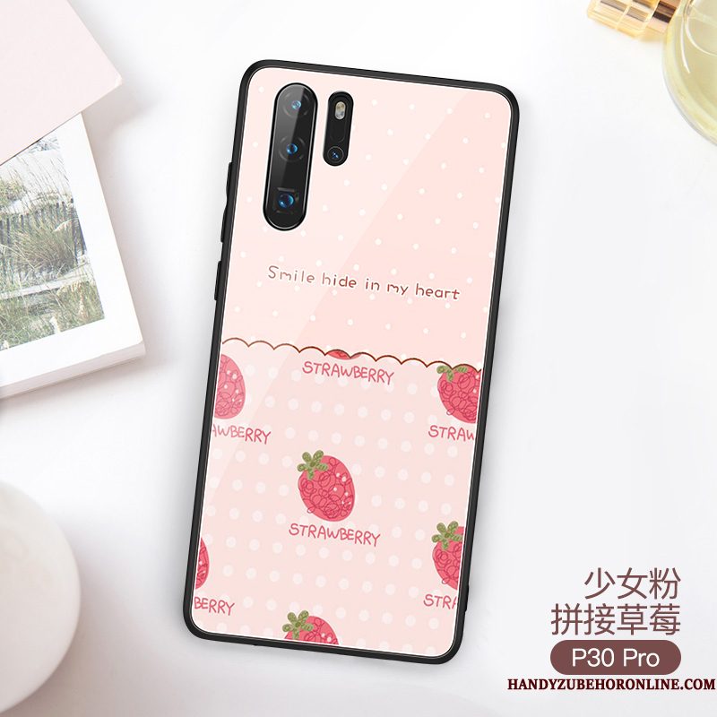 Hoesje Huawei P30 Pro Telefoon Roze, Hoes Huawei P30 Pro Glas Net Red