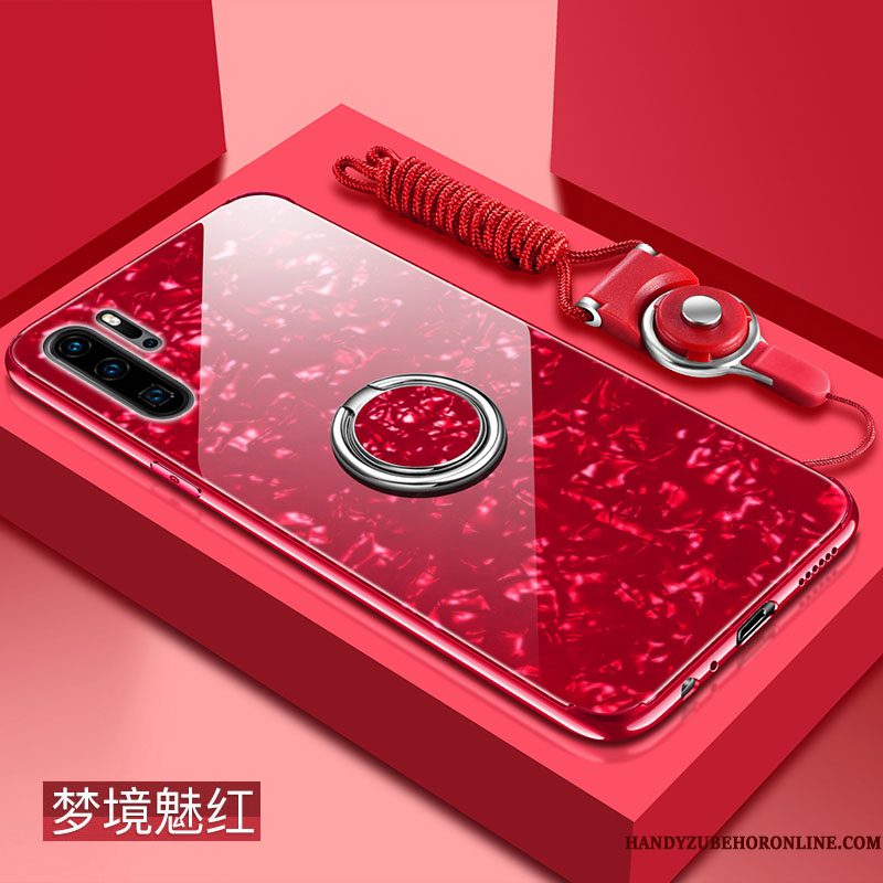 Hoesje Huawei P30 Pro Zacht Anti-fall Glas, Hoes Huawei P30 Pro Bescherming Trend Net Red