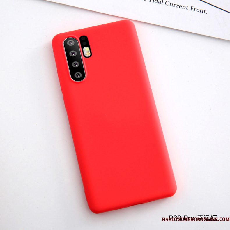 Hoesje Huawei P30 Pro Zacht Dun Rood, Hoes Huawei P30 Pro Leer Anti-falltelefoon