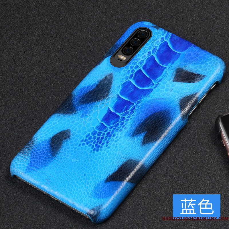 Hoesje Huawei P30 Scheppend Anti-fall Blauw, Hoes Huawei P30 Leer Eenvoudige Vogel