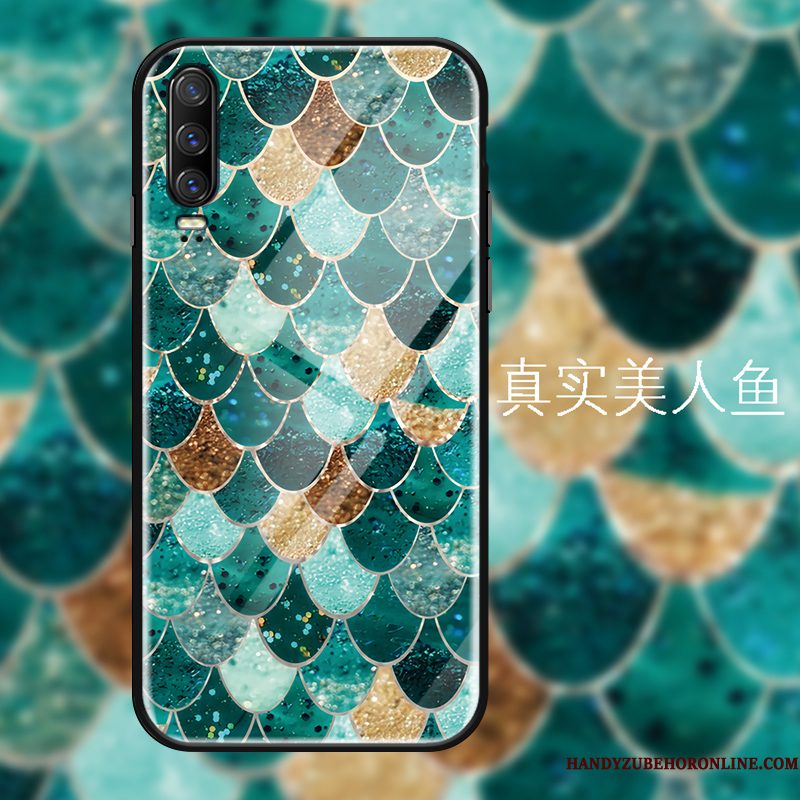 Hoesje Huawei P30 Scheppend Anti-fall Persoonlijk, Hoes Huawei P30 Bescherming Groen Spiegel