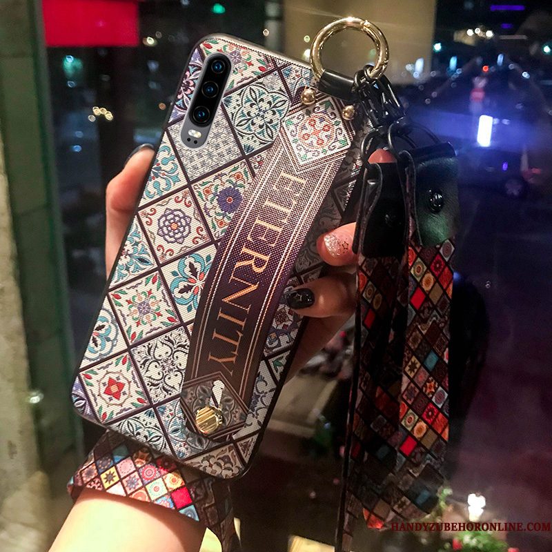 Hoesje Huawei P30 Siliconen Hangertelefoon, Hoes Huawei P30 Zakken Totem Anti-fall