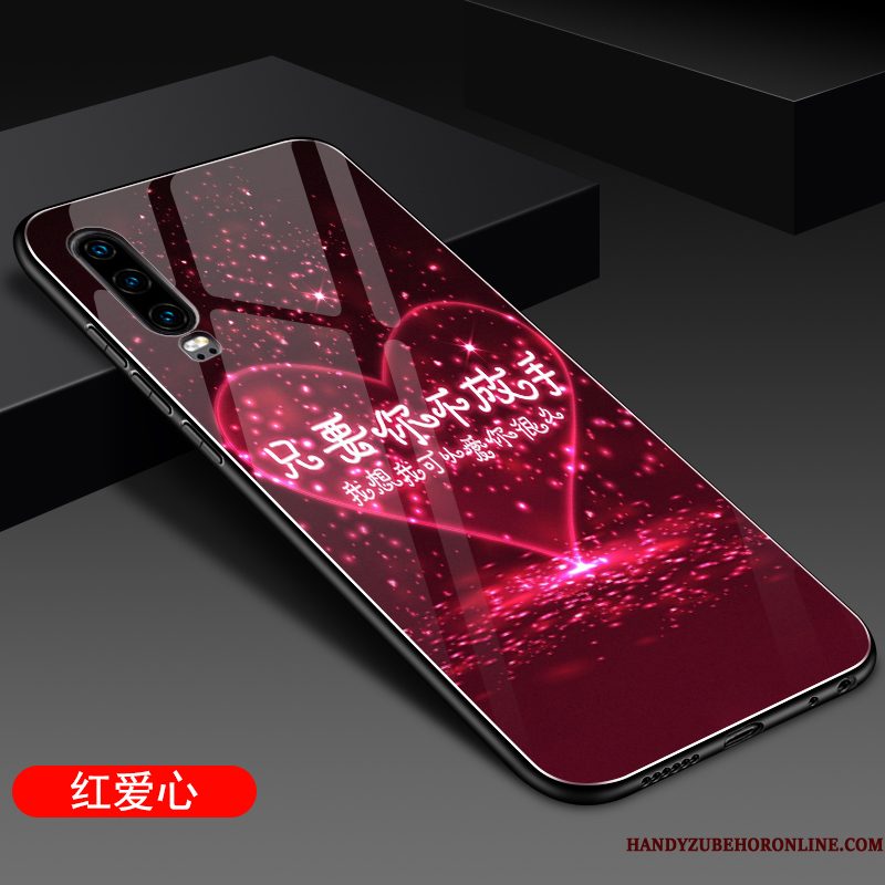 Hoesje Huawei P30 Siliconen Telefoon Schrobben, Hoes Huawei P30 Bescherming Spiegel Net Red