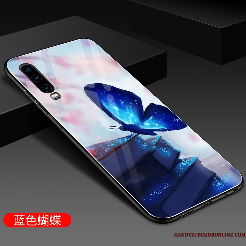 Hoesje Huawei P30 Siliconen Telefoon Schrobben, Hoes Huawei P30 Bescherming Spiegel Net Red