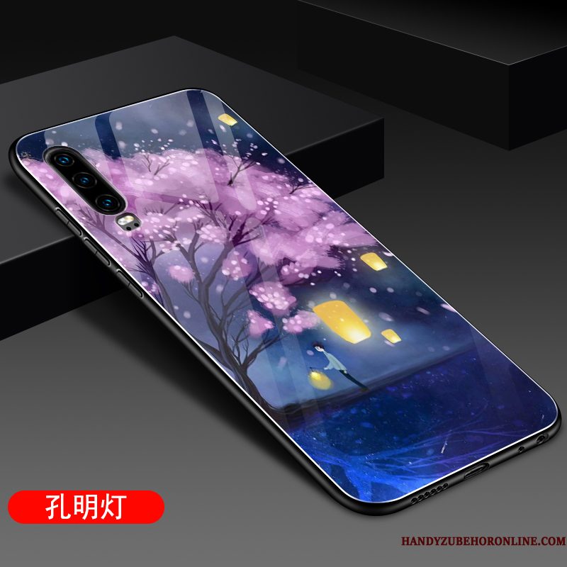 Hoesje Huawei P30 Siliconen Telefoon Schrobben, Hoes Huawei P30 Bescherming Spiegel Net Red