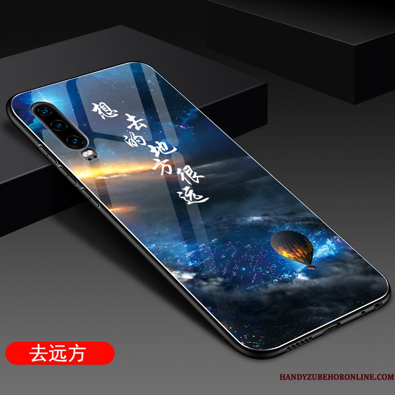 Hoesje Huawei P30 Siliconen Telefoon Schrobben, Hoes Huawei P30 Bescherming Spiegel Net Red