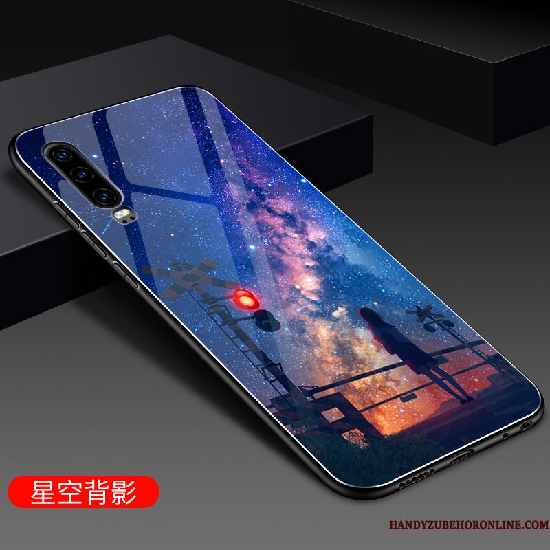 Hoesje Huawei P30 Siliconen Telefoon Schrobben, Hoes Huawei P30 Bescherming Spiegel Net Red