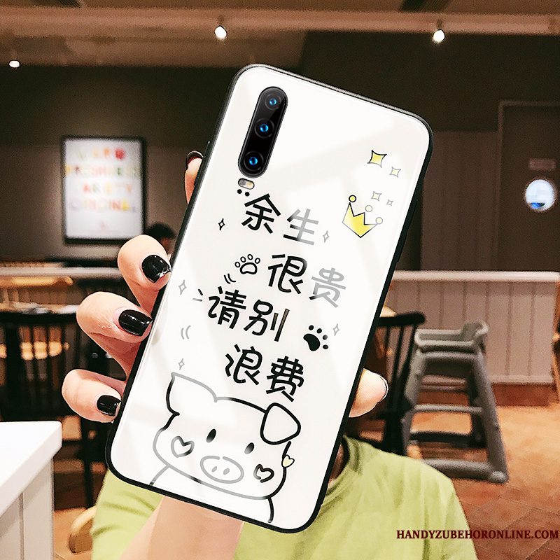 Hoesje Huawei P30 Spotprent Net Red Glas, Hoes Huawei P30 Zacht Telefoon Anti-fall