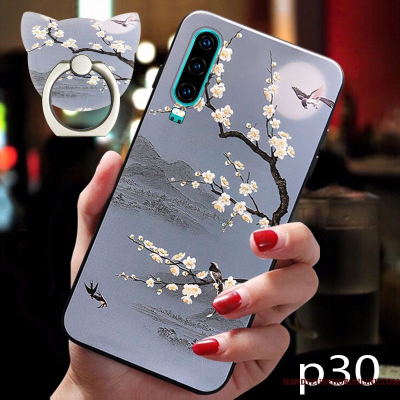 Hoesje Huawei P30 Vintage Trendy Merk Prunus, Hoes Huawei P30 Siliconen Telefoon Trend