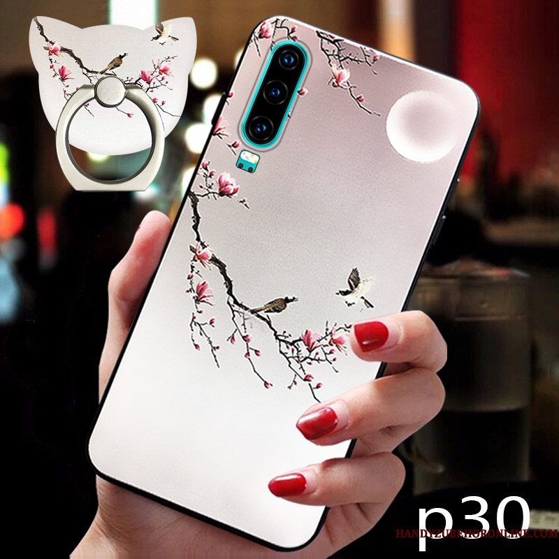 Hoesje Huawei P30 Vintage Trendy Merk Prunus, Hoes Huawei P30 Siliconen Telefoon Trend