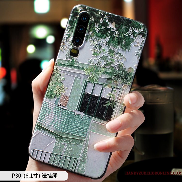 Hoesje Huawei P30 Zacht Anti-fall Groen, Hoes Huawei P30 Siliconen Vers Dun