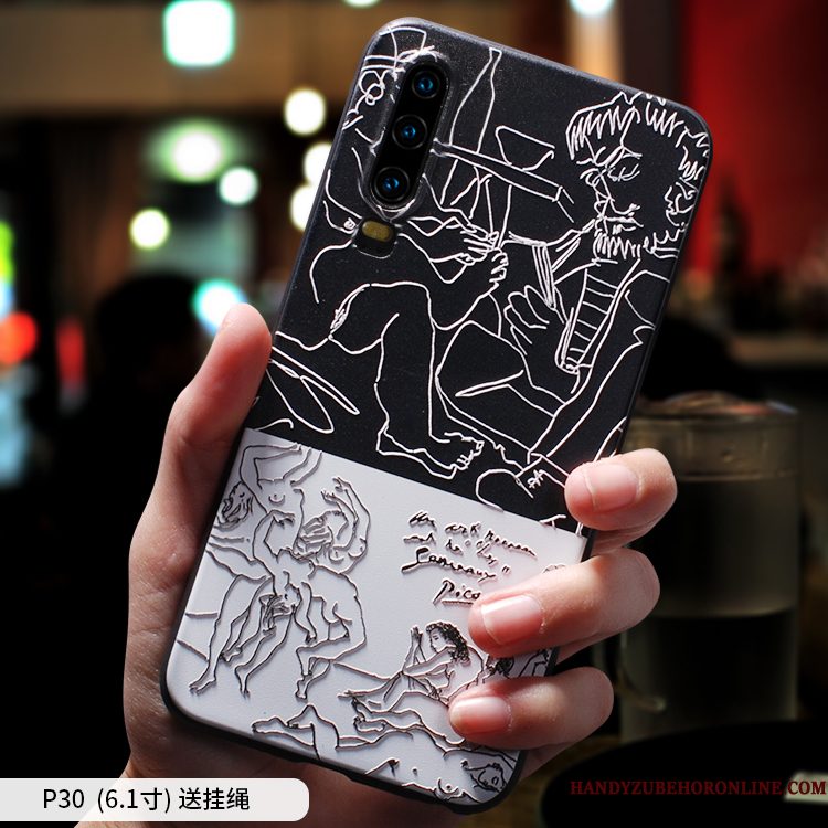 Hoesje Huawei P30 Zacht Hanger Schrobben, Hoes Huawei P30 Bescherming Persoonlijk Trendy Merk