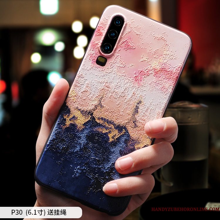 Hoesje Huawei P30 Zacht Hanger Schrobben, Hoes Huawei P30 Bescherming Persoonlijk Trendy Merk