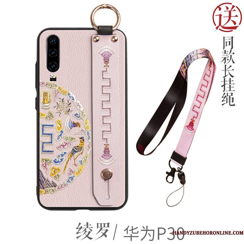 Hoesje Huawei P30 Zakken Chinese Stijl Persoonlijk, Hoes Huawei P30 Scheppend Groen Hanger