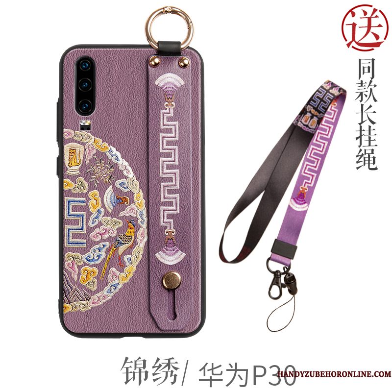 Hoesje Huawei P30 Zakken Chinese Stijl Persoonlijk, Hoes Huawei P30 Scheppend Groen Hanger