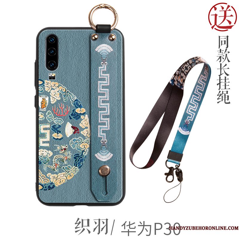 Hoesje Huawei P30 Zakken Chinese Stijl Persoonlijk, Hoes Huawei P30 Scheppend Groen Hanger