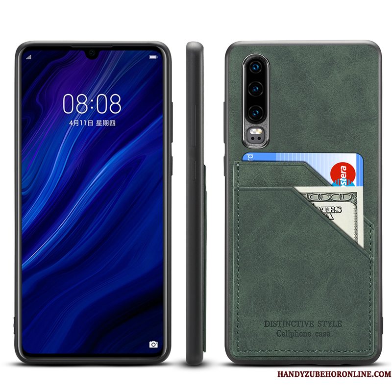 Hoesje Huawei P30 Zakken Kaarttelefoon, Hoes Huawei P30 Bescherming Anti-fall Dun