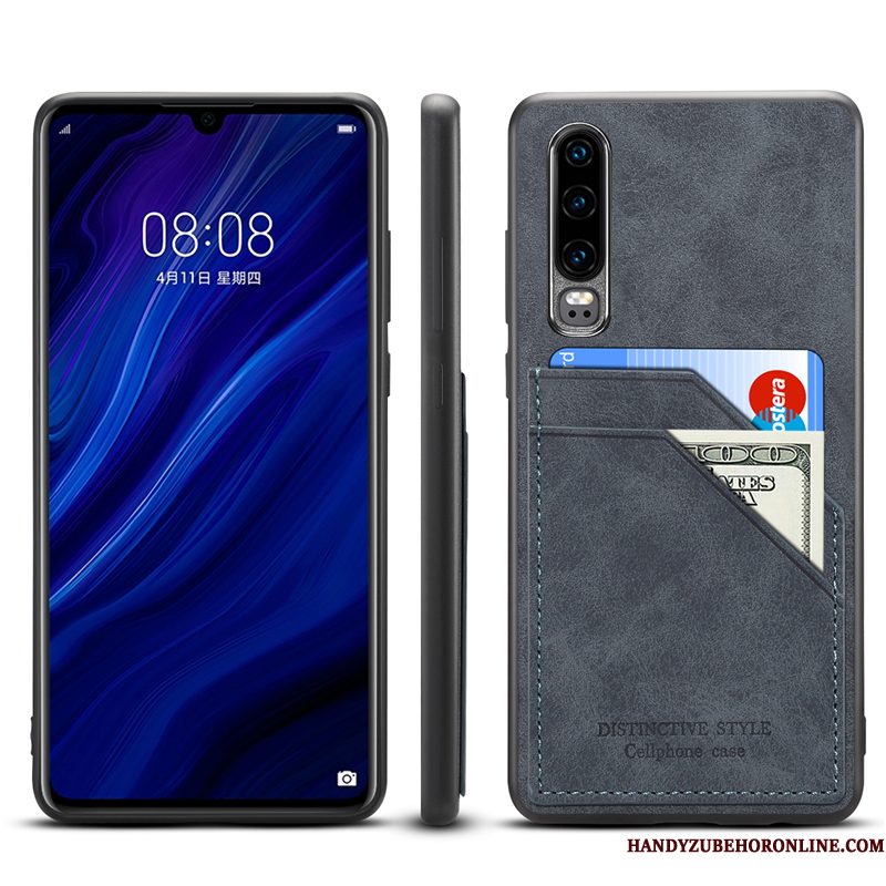 Hoesje Huawei P30 Zakken Kaarttelefoon, Hoes Huawei P30 Bescherming Anti-fall Dun