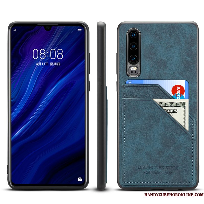 Hoesje Huawei P30 Zakken Kaarttelefoon, Hoes Huawei P30 Bescherming Anti-fall Dun