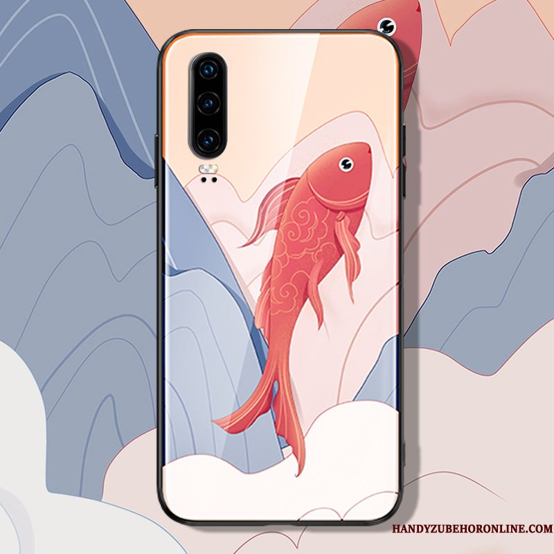 Hoesje Huawei P30 Zakken Net Red Anti-fall, Hoes Huawei P30 Scheppend Trend Groen