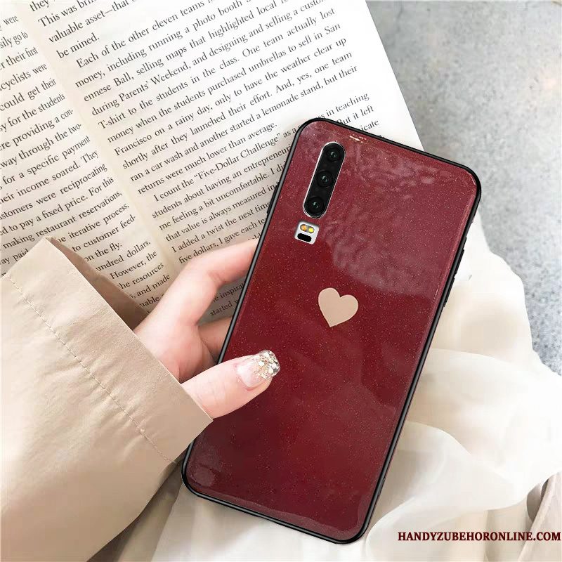 Hoesje Huawei P30 Zakken Rood Net Red, Hoes Huawei P30 Telefoon Trendy Merk