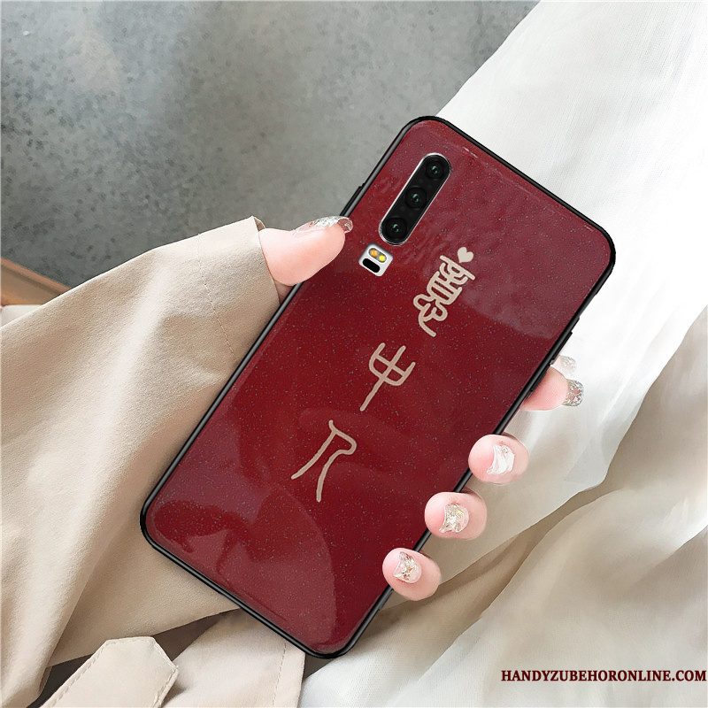 Hoesje Huawei P30 Zakken Rood Net Red, Hoes Huawei P30 Telefoon Trendy Merk