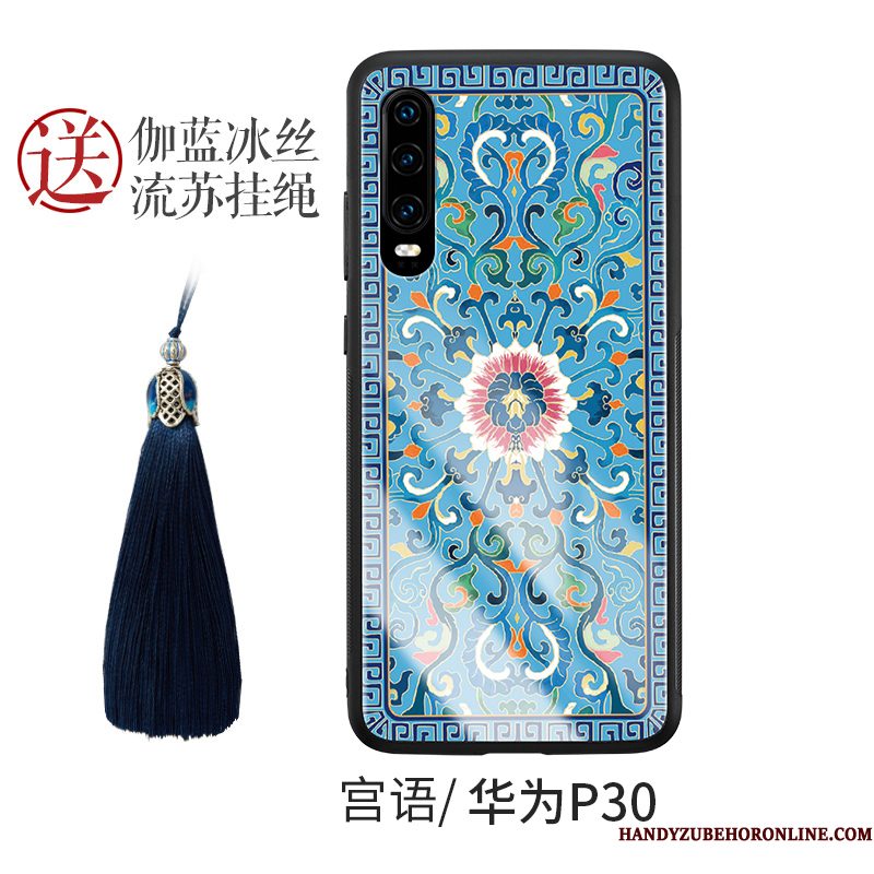 Hoesje Huawei P30 Zakken Trend Groen, Hoes Huawei P30 Siliconen Chinese Stijl Anti-fall