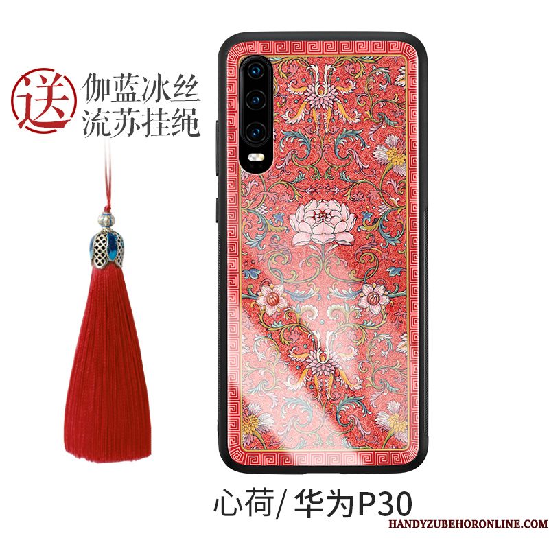 Hoesje Huawei P30 Zakken Trend Groen, Hoes Huawei P30 Siliconen Chinese Stijl Anti-fall