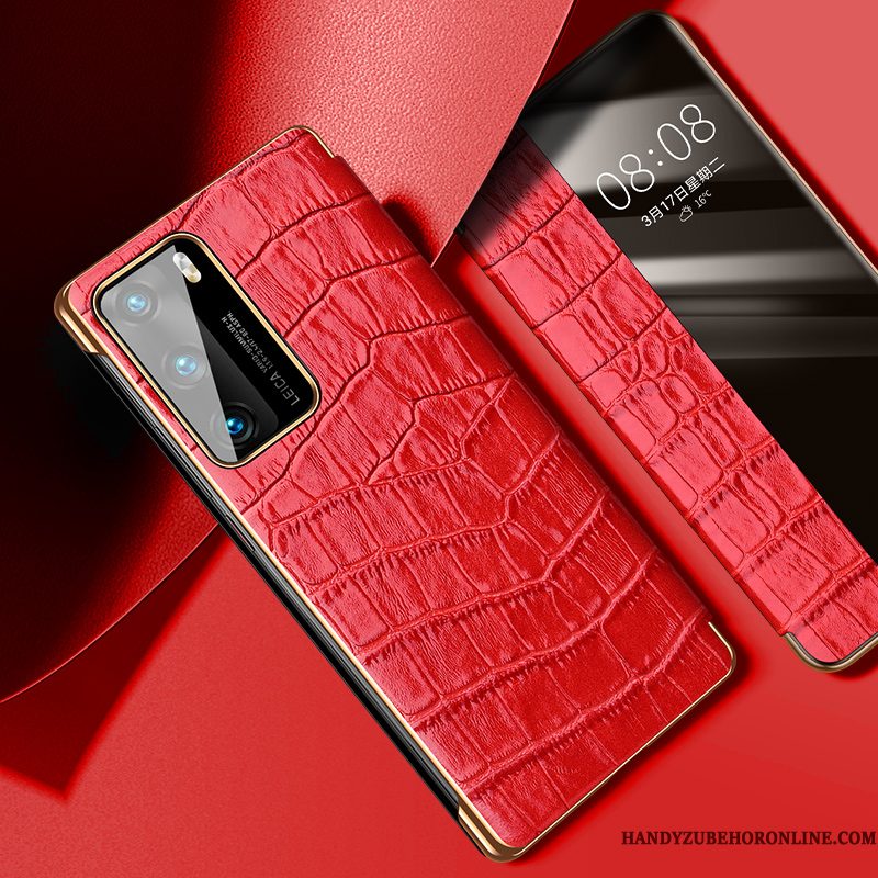 Hoesje Huawei P40 Bescherming Anti-fall Accessoires, Hoes Huawei P40 Leer Duntelefoon