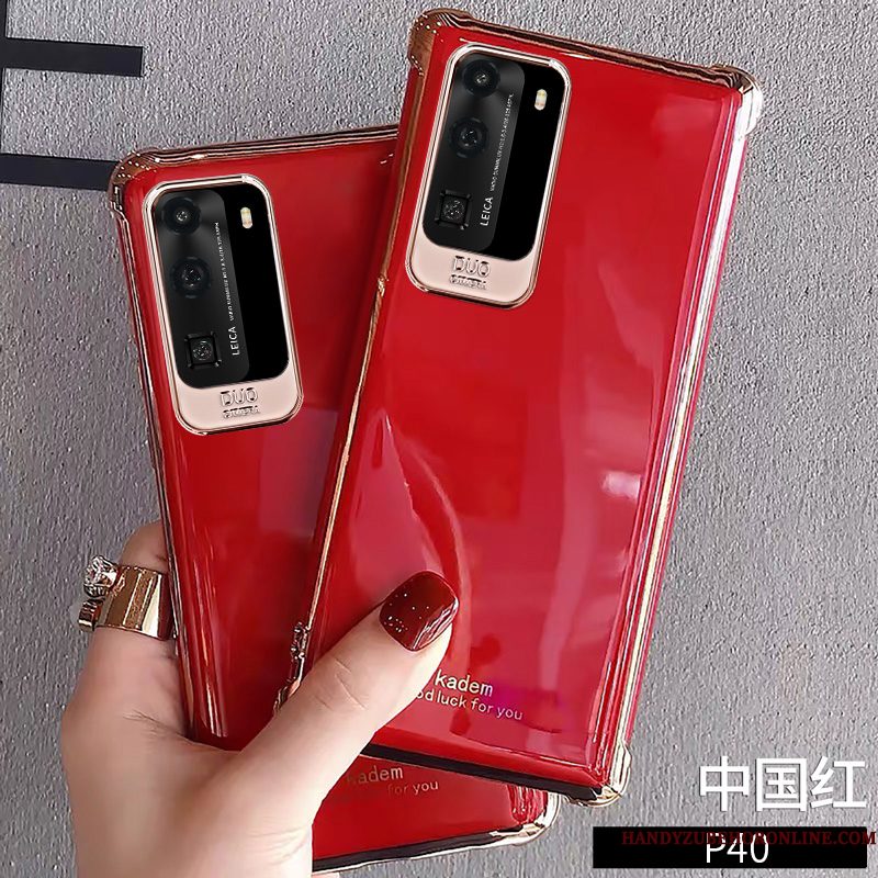 Hoesje Huawei P40 Bescherming Net Red Trendy Merk, Hoes Huawei P40 Siliconen Gasbag Wit
