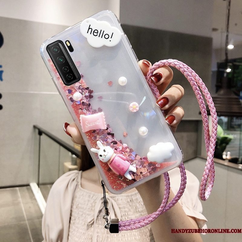 Hoesje Huawei P40 Lite 5g Bescherming Roze Drijfzand, Hoes Huawei P40 Lite 5g Zakken Mooie Anti-fall