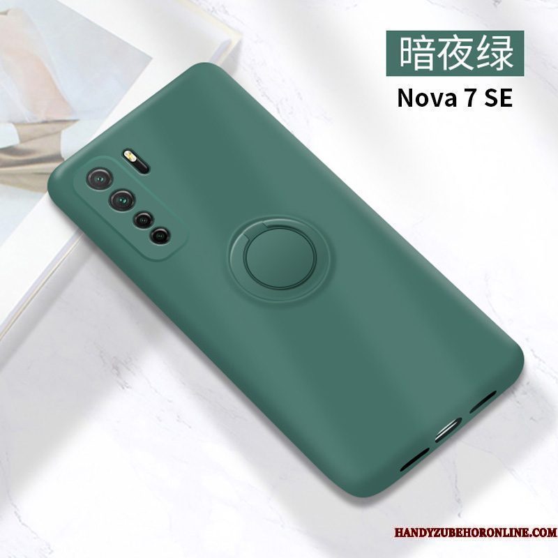 Hoesje Huawei P40 Lite 5g Siliconen Anti-fall Groen, Hoes Huawei P40 Lite 5g Zacht Telefoon Ring