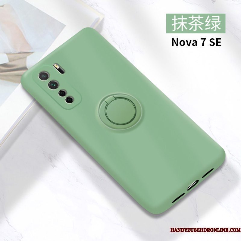 Hoesje Huawei P40 Lite 5g Siliconen Anti-fall Groen, Hoes Huawei P40 Lite 5g Zacht Telefoon Ring