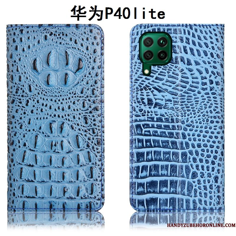 Hoesje Huawei P40 Lite Bescherming Blauwtelefoon, Hoes Huawei P40 Lite Leer