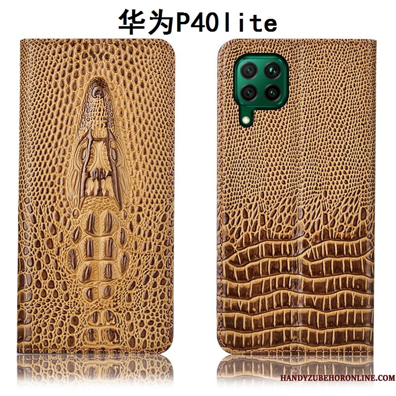 Hoesje Huawei P40 Lite Bescherming Telefoon Geel, Hoes Huawei P40 Lite Leer