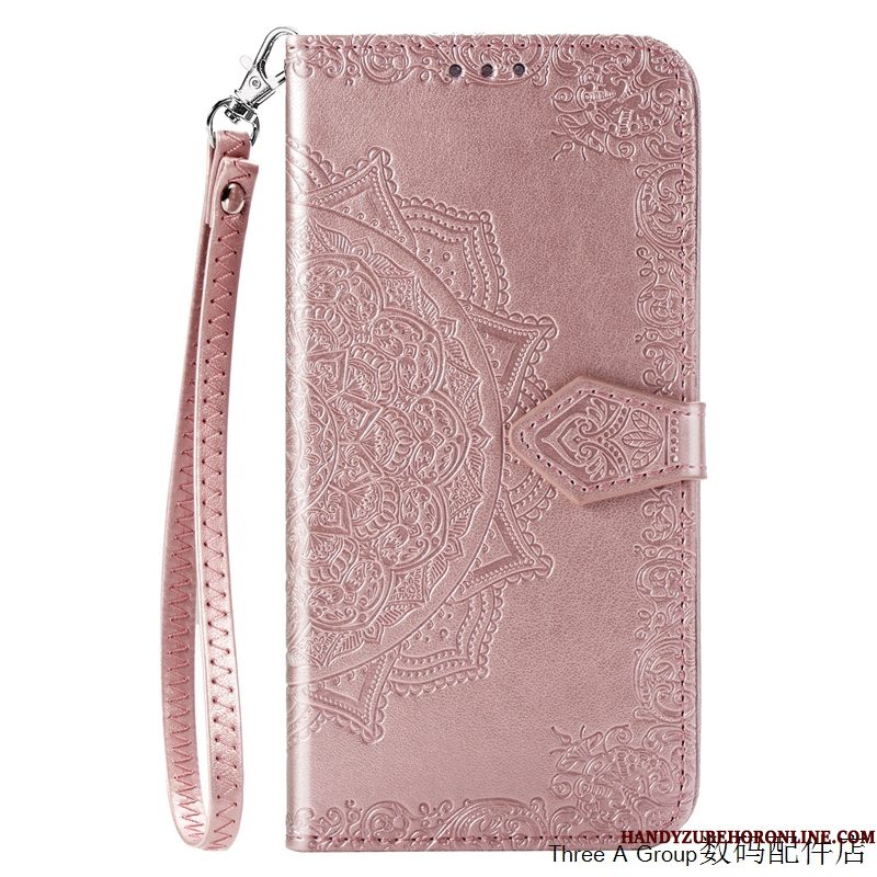 Hoesje Huawei P40 Lite Leer Hanger Zwart, Hoes Huawei P40 Lite Folio Telefoon Anti-fall