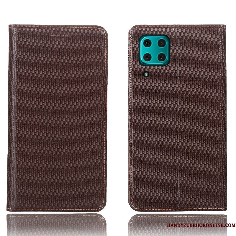 Hoesje Huawei P40 Lite Leer Patroon Zwart, Hoes Huawei P40 Lite Bescherming Telefoon