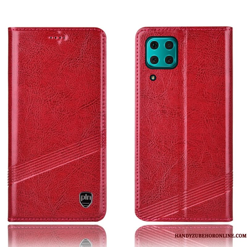 Hoesje Huawei P40 Lite Leer Telefoon Rood, Hoes Huawei P40 Lite Bescherming Anti-fall