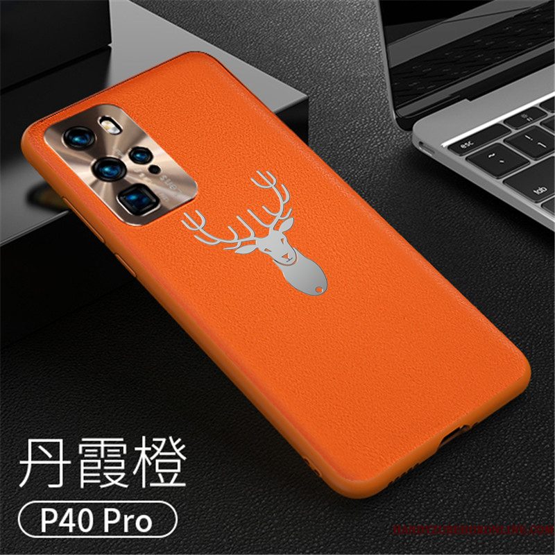 Hoesje Huawei P40 Pro Bescherming Oranje Dun, Hoes Huawei P40 Pro Zakken Anti-fall Trendy Merk