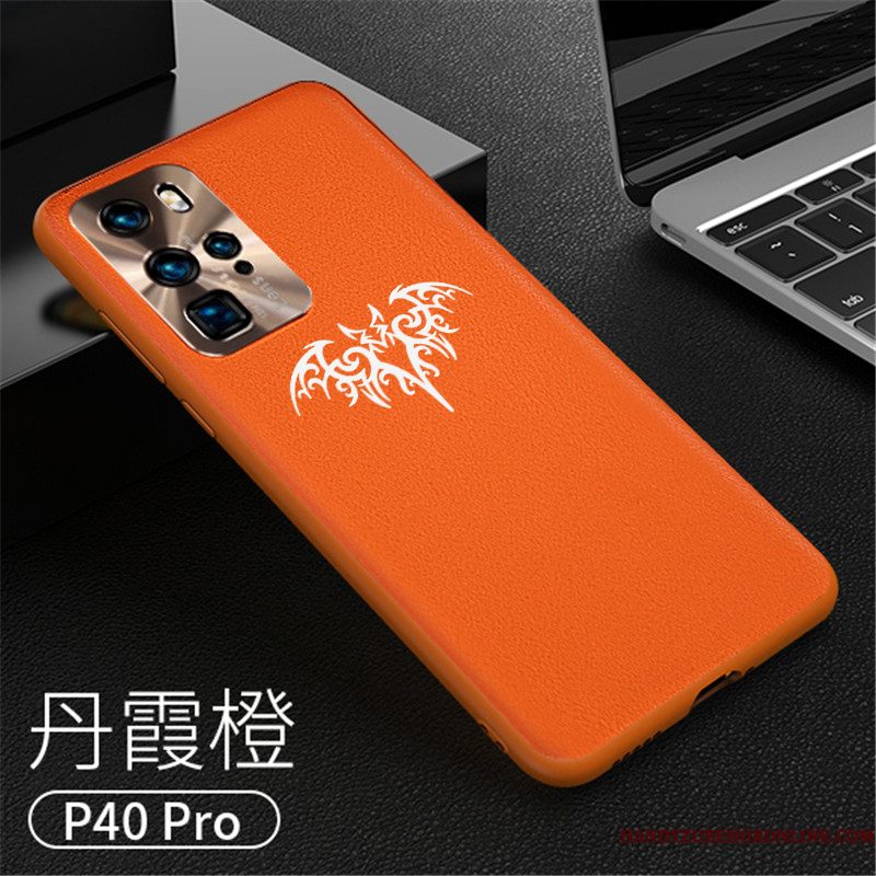 Hoesje Huawei P40 Pro Bescherming Oranje Dun, Hoes Huawei P40 Pro Zakken Anti-fall Trendy Merk