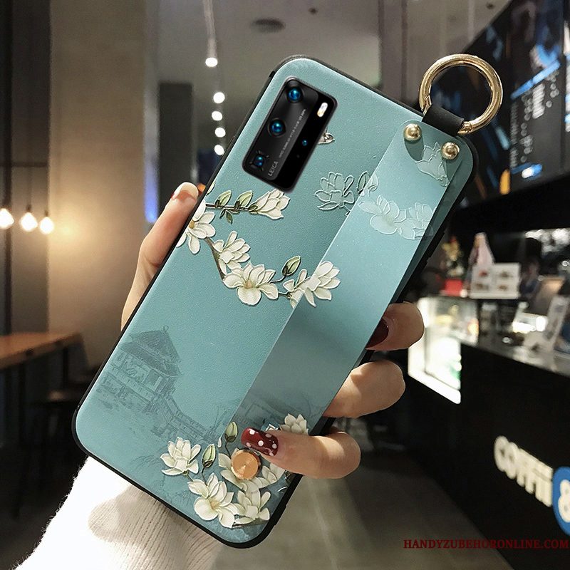 Hoesje Huawei P40 Pro Reliëf Blauwtelefoon, Hoes Huawei P40 Pro Siliconen Wind