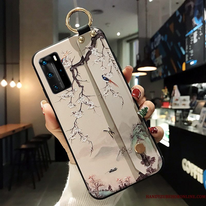 Hoesje Huawei P40 Pro Reliëf Blauwtelefoon, Hoes Huawei P40 Pro Siliconen Wind