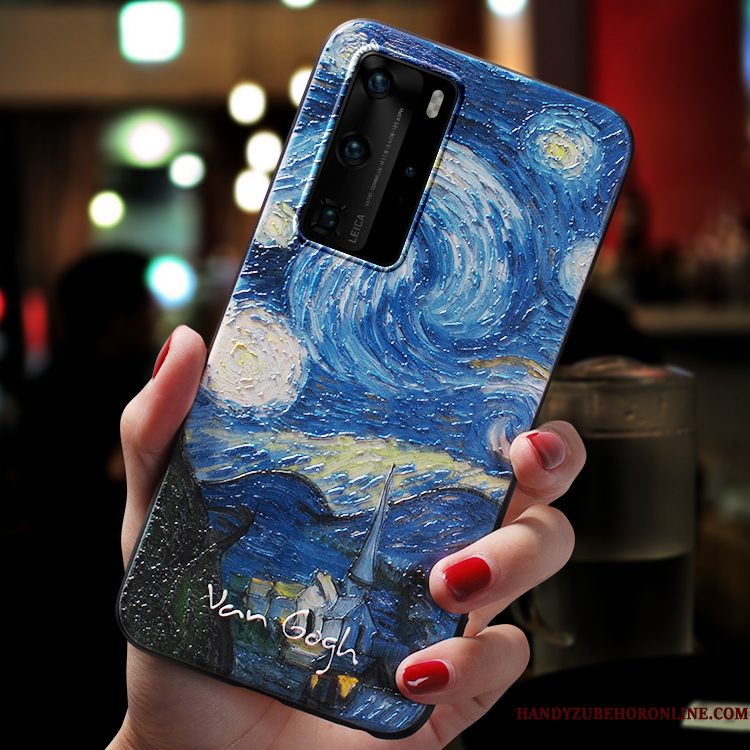 Hoesje Huawei P40 Pro Scheppend Anti-fall Lovers, Hoes Huawei P40 Pro Zacht Schrobben Olieverfschilderij