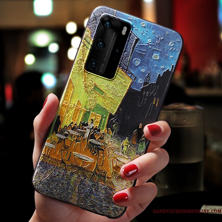 Hoesje Huawei P40 Pro Scheppend Anti-fall Lovers, Hoes Huawei P40 Pro Zacht Schrobben Olieverfschilderij