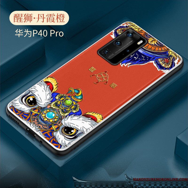 Hoesje Huawei P40 Pro Scheppend Net Redtelefoon, Hoes Huawei P40 Pro Leer Chinese Stijl Trend