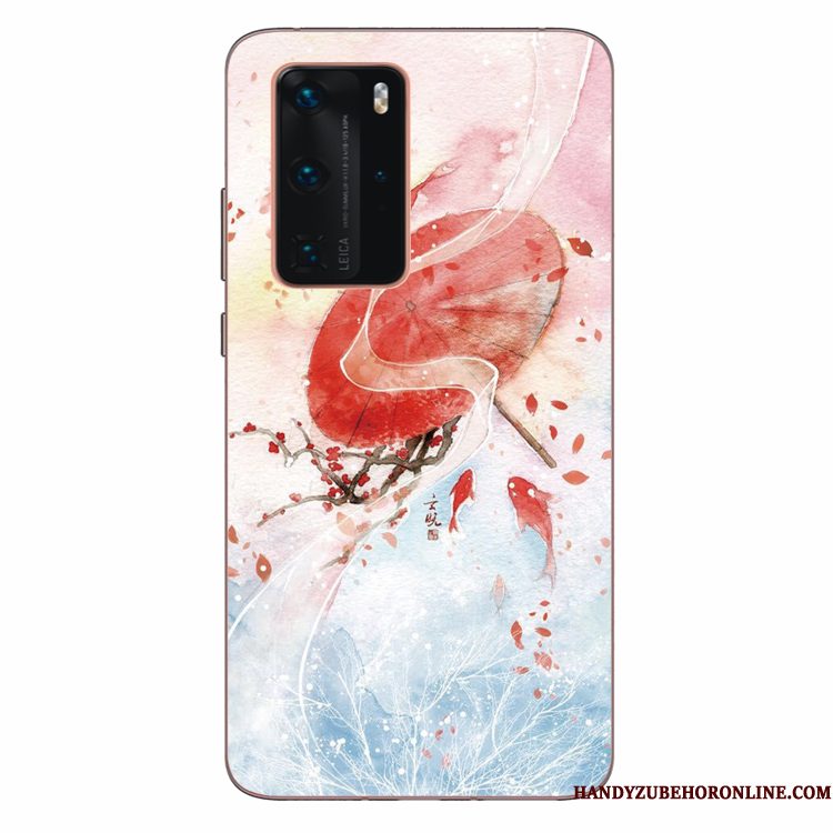 Hoesje Huawei P40 Pro Siliconen Kunst Groen, Hoes Huawei P40 Pro Zacht Wind Anti-fall